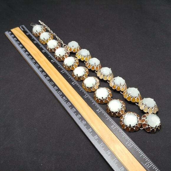 Light Blue Milky Faceted Topaz Enamel Necklace, 20" Length - Picture 7 of 9